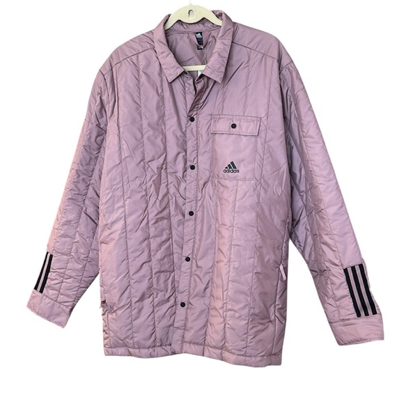adidas Itavic 3-Stripe Lite Shirt Jacket - Mens Outdoor Wonder Oxide 2XL - Picture 6 of 7